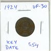 Image 1 : 1924 Canadian Small Cent. VF-30. Key Date.