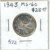 Image 1 : 1943 Silver 25 Cents. World War II issue. MS-60. Nicely & attractively Toned.