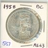 Image 1 : 1958 Totem Pole Silver Dollar. Commemorates British Columbia becoming a Crown Colony in 1858. MS-63.