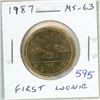 Image 1 : 1987 Loonie Dollar. First year of the Loonie. MS-63. From an original roll.