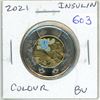 Image 1 : 1921 – 2021 Insulin Toonie. Colourized. 100th Anniversary of the discovery of Insulin by Canadian do