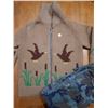 Image 1 : Hand Knit Duck Sweater (M-L) Needs Minor Stitching, Army Surplus Camo Pants (S)