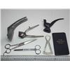 Image 1 : Collection of Vintage items - Razor, Scissors, diamond weight measurer, brass bird, etc.