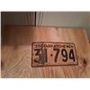 Image 1 : 1939 Passenger License Plate 31-794