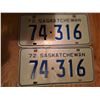 Image 1 : 1972 Passenger License Plate 74-316 (PAIR