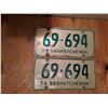 Image 1 : 1974 Passenger License Plate 69-694 (PAIR
