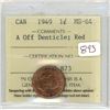 Image 1 : 1949 Graded Canadian Penny - MS-64: A Off Denticle; Red