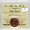 Image 1 : 1963 Graded Canadian Penny - FL-66: Red; Cameo