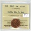 Image 1 : 1965 Graded Canadian Penny - MS-64: SmBds Blt 5; Red