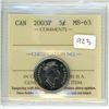 Image 1 : 2003P Graded Canadian Nickel - MS-63