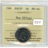 Image 1 : 2003P Graded Canadian Nickel - MS-64: New Effigy