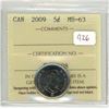 Image 1 : 2009 Graded Canadian Nickel - MS-63