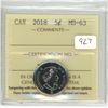 Image 1 : 2018 Graded Canadian Nickel - MS-63