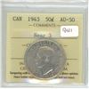 Image 1 : 1943 Graded Canadian Half Dollar - AU-50: Near 3