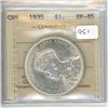 Image 1 : 1935 Graded Canadian Silver Dollar - EF-45