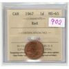 Image 1 : 1967 ICCS graded, Canadian Centennial "Dove" 1 cent penny coin - MS65