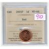 Image 1 : 2005p ICCS graded, Canadian 1 cent penny coin - MS66