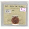 Image 1 : 2006 ICCS graded, Canadian 1 cent penny coin - MS66