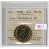 Image 1 : 1988 ICCS graded, Canadian 1 dollar loonie coin - MS66