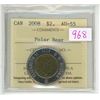 Image 1 : 2008 ICCS graded, Canadian 2 dollar toonie coin - AU55
