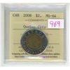 Image 1 : 2008 ICCS graded, "Quebec" Canadian 2 dollar toonie coin - MS64