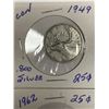 Image 2 : Canada 25 Cents Quarter, .800 Silver 1949, 1960, 1962, 1963