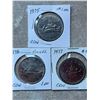 Image 1 : Canada $1 Dollar, 3 Coins, 1975, 1976, 1977 Bank Roll