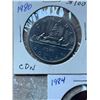 Image 2 : Canada $1 Dollar, 3 Coins, 1980, 1867-1982 Confederation/Constitution, 1984 1534 Jacques Cartier Bk 