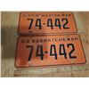 Image 1 : Pair 1963 Passenger License Plates 74-442