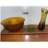Image 2 : Vintage amber glass bowl, collection of coloured, ?crystal, glass coasters (some chips), and swung g