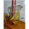 Image 2 : Vintage Libbey, glass water pitcher, and two glasses, with wheat sheath pattern. No chips or cracks