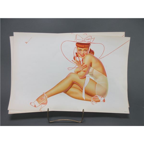 2 Original Perry Pin Up Girls Lithographic- 1940's- 18.5" X 12.25"