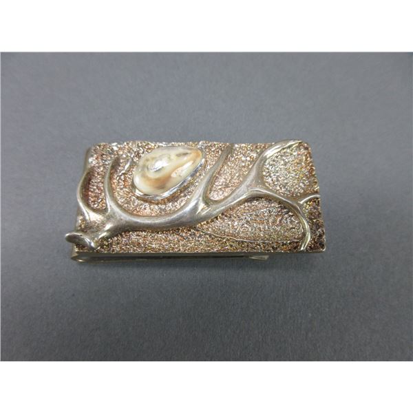 Sterling Money Clip With A Elk Ivory