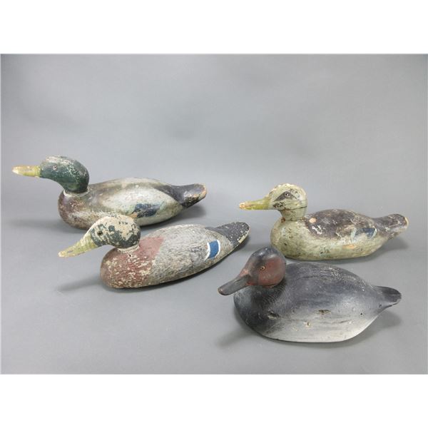 4 Vintage Unmarked Wooden Decoys