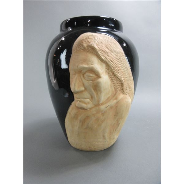 Signed Jack Black Ogala Sioux Vessel- Chief Red Cloud- 13" X 6"