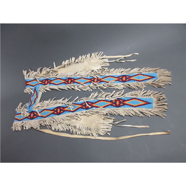 Fully Beaded Ogala Sioux Buckskin And Fringed Cape- Over 32,000 Beads- 48"L- 2.5" Straps- Like New