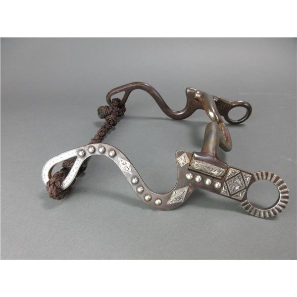 Marked Vaquero T+T Silver Inlaid Dotted Loose Jaw Bit- S Shank- Frog Mouth- Very Good Condition
