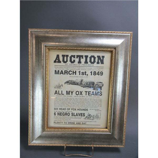 Copy Of 1849 Auction Flyer- 20"X17"