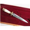 Image 2 : Bone Handled Damascus Dagger In Presentation Case- 8.5" Blade- 5" Handle