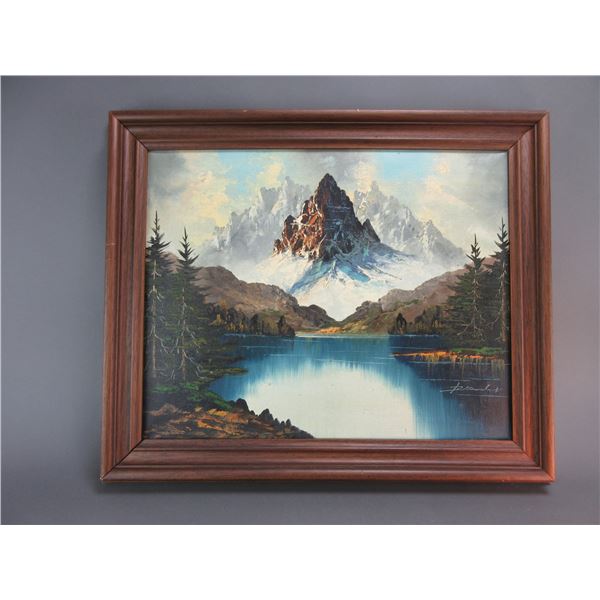 Original Signed Oil Painting Of Mountain Lake Scene- 24" X 20"