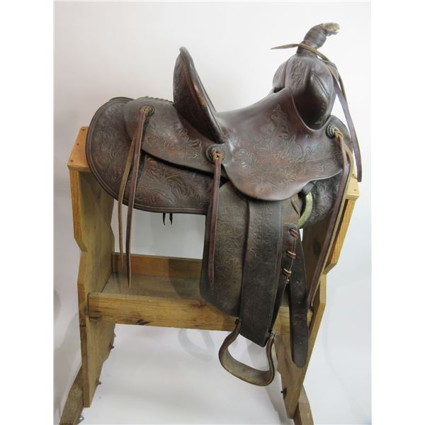 Hamley + Co Saddle With Certificate Of Authenticity- DOM- 1-15-1924- Leaf Carved- 10" Seat- Fair She