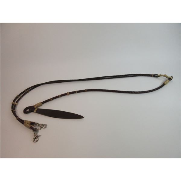 Leather Romal Reins With Rawhide Braiding- 97"