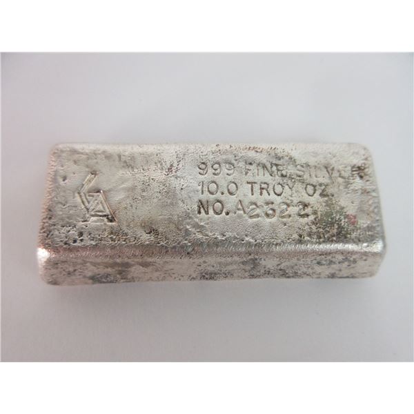 Golden Analytical (GA) 10 OZ Silver Bar- .999 Fine Silver- No 2322