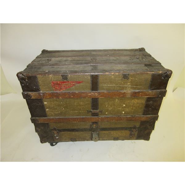 Old Flat Top Trunk With Cubby Holes- 36"W X 25"H X 20"D