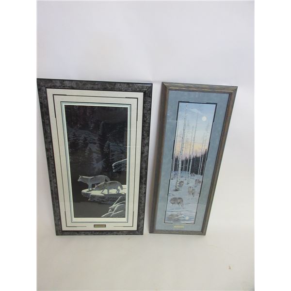 2 Signed And Numbered Wolf Prints- J Tift- "Moonlight Serenade"- 48/50- 43" X 17"- Ken Conragan- "Fu