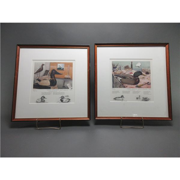 2 Signed And Numbered Ward Bros Decoy Prints- Print 1 1932 Canvasback- 124/450- Print 2 1945 Mallard