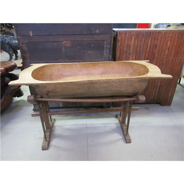 Large Dough Bowl On Stand- 52"L X 21"W- Total Height 30"