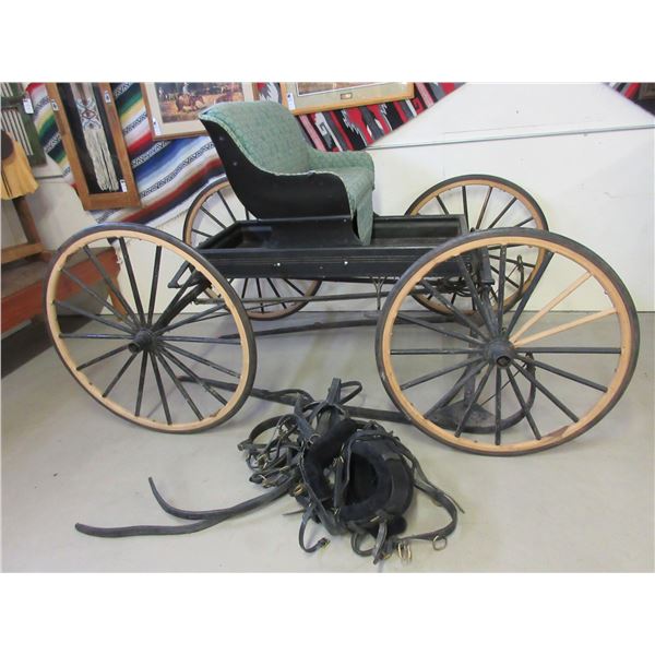 Restored Buggy- Harness Fits A 1200-1700 LBS Horse- Front Wheels 39"- Rear Wheels 43.5"- Good Condit