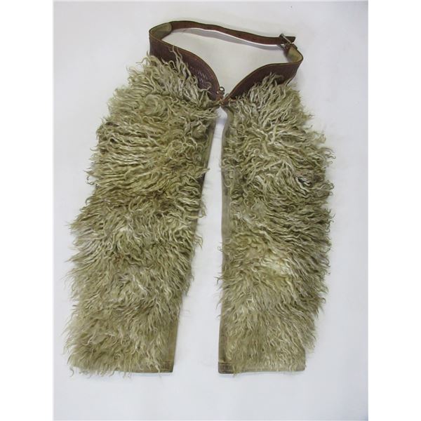 Unmarked White Angora Woolie Chaps- Basket Stamped Yoke- Pretty Good Condition- 34 