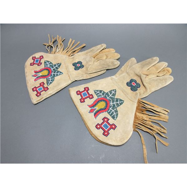 Beaded And Fringed Native Gauntlets- 14"